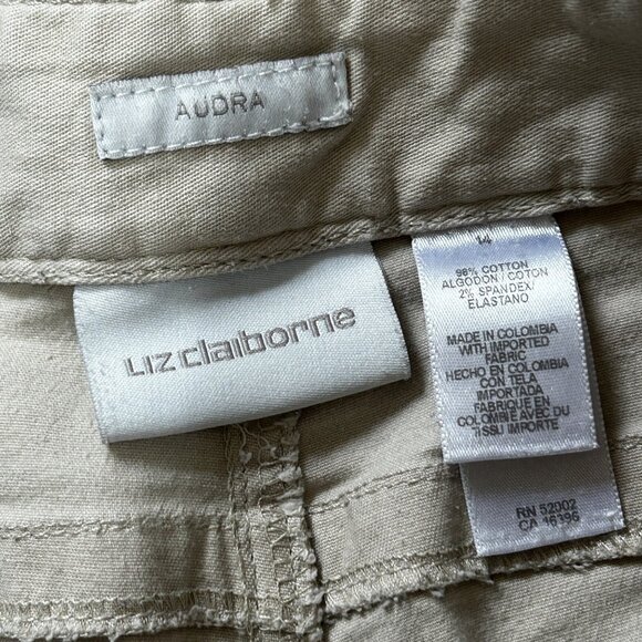 Liz Claiborne Audra Beige Khaki Cropped Trousers Capri Pants Women's 14 1647 - Picture 6 of 6